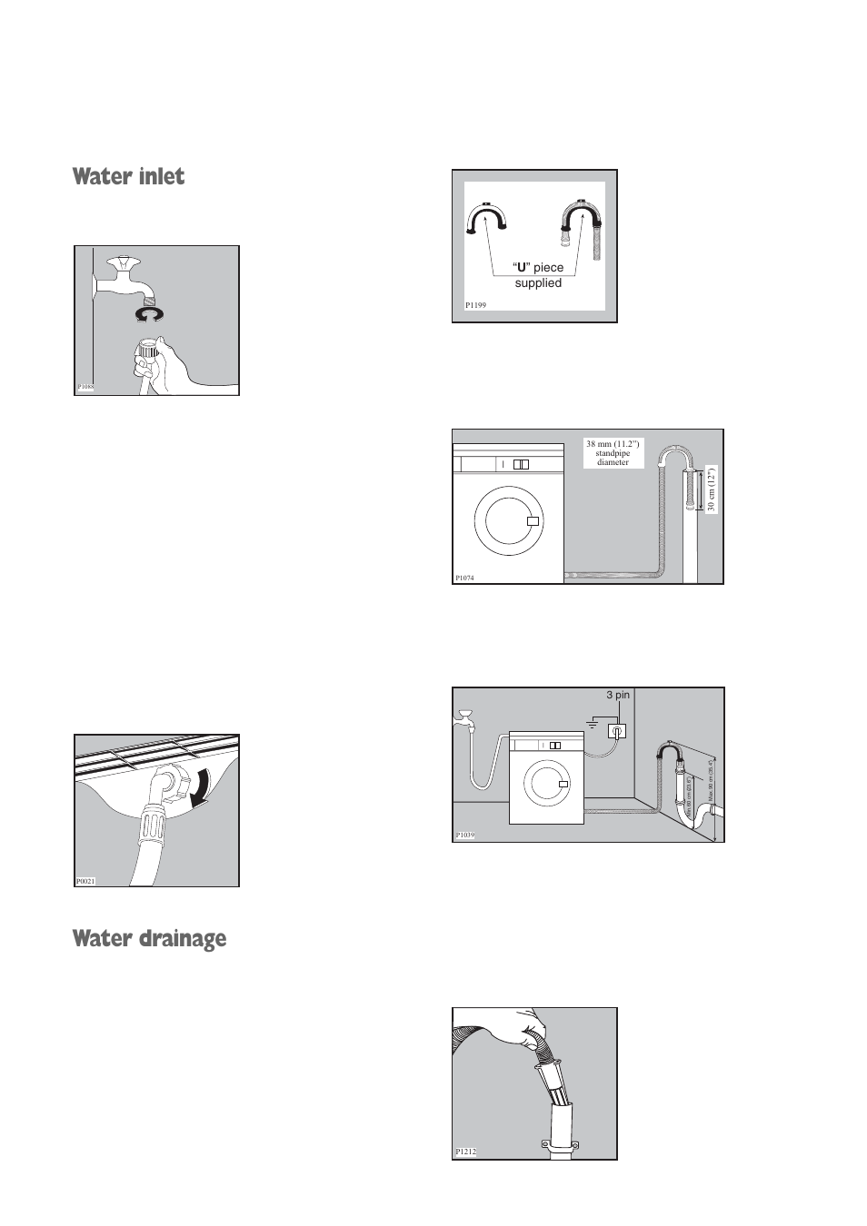 Water inlet, Water drainage | Electrolux FWD 1210 User Manual | Page 26 / 31