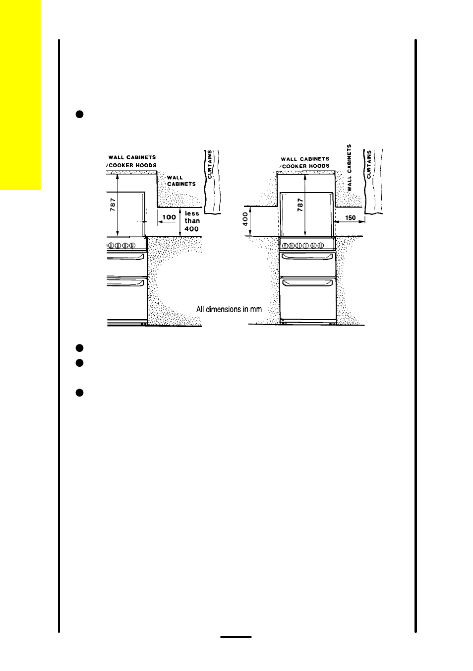 Positioning, Cooker dimensions | Electrolux 5 0 G L User Manual | Page 26 / 40