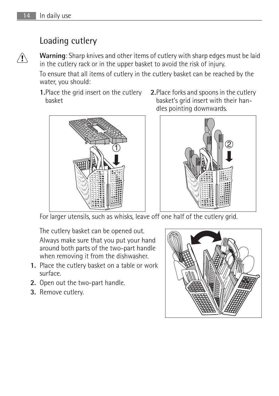 Loading cutlery | Electrolux 65080 Vi User Manual | Page 14 / 40