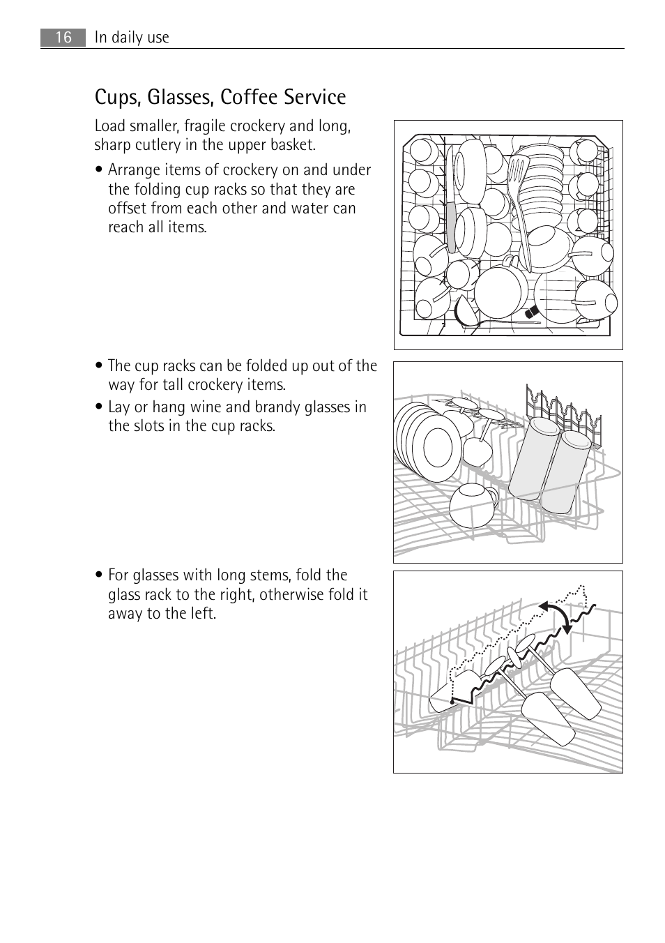 Cups, glasses, coffee service | Electrolux 65080 Vi User Manual | Page 16 / 40