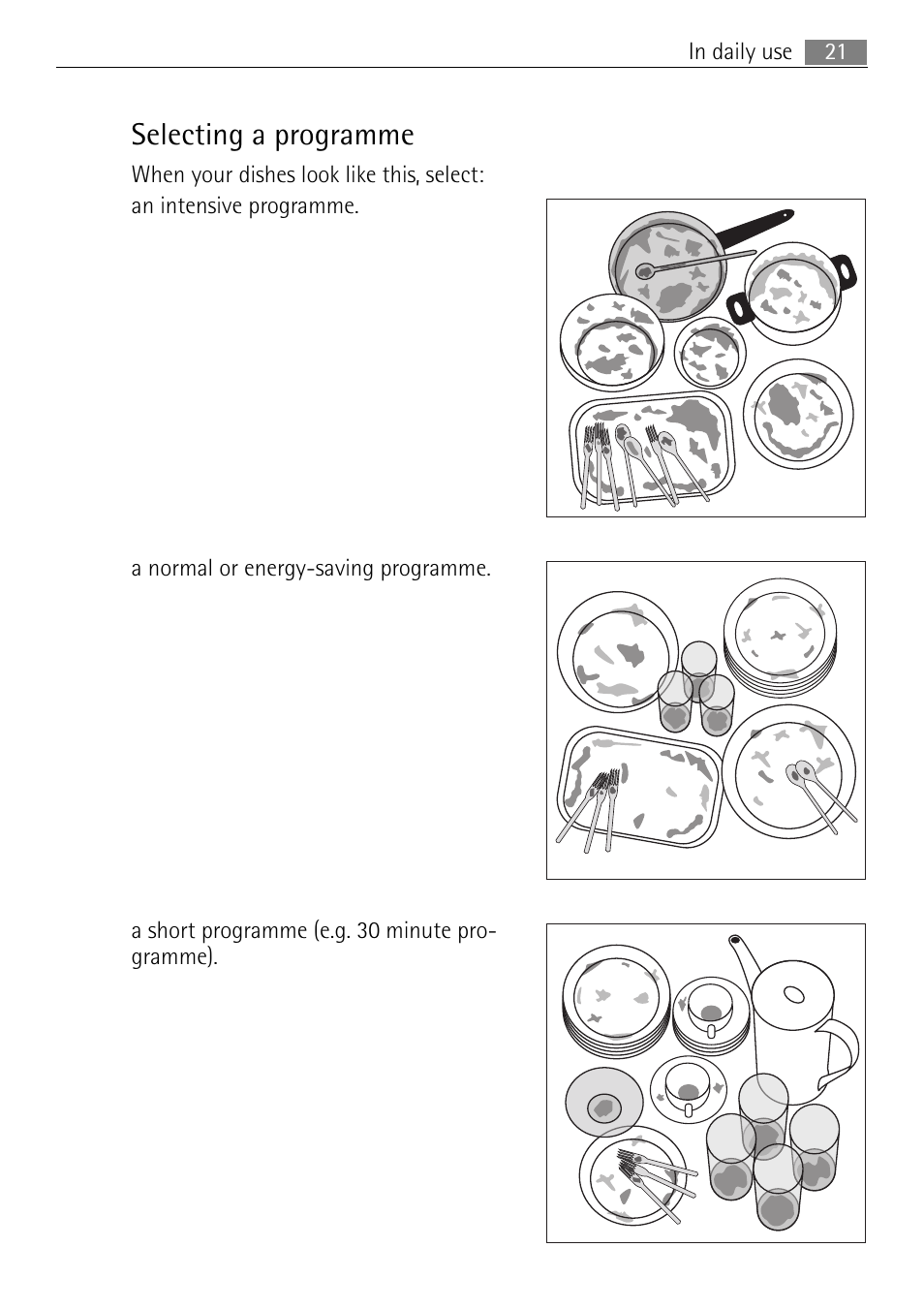 Selecting a programme | Electrolux 65080 Vi User Manual | Page 21 / 40