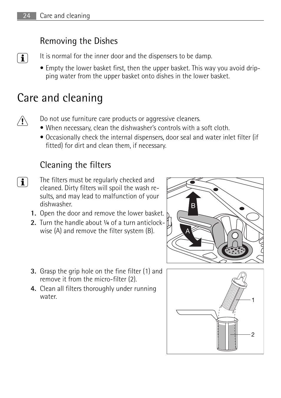 Care and cleaning 1 | Electrolux 65080 Vi User Manual | Page 24 / 40