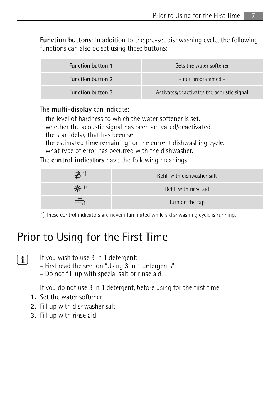 Prior to using for the first time 3 | Electrolux 65080 Vi User Manual | Page 7 / 40