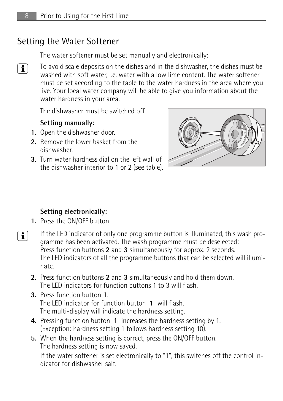 Setting the water softener | Electrolux 65080 Vi User Manual | Page 8 / 40