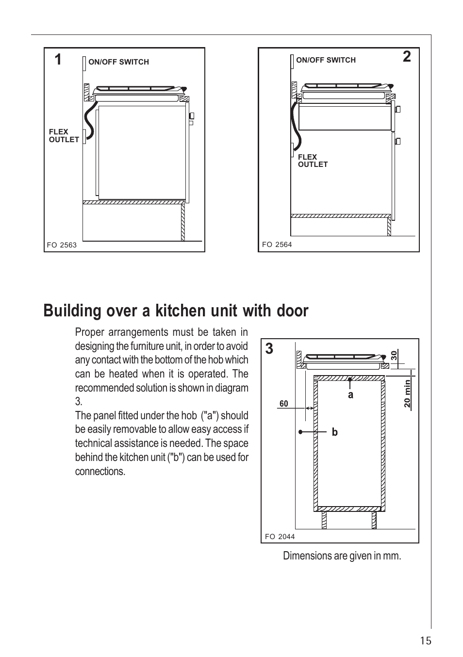 Building over a kitchen unit with door | Electrolux U30280 35772G User Manual | Page 15 / 24