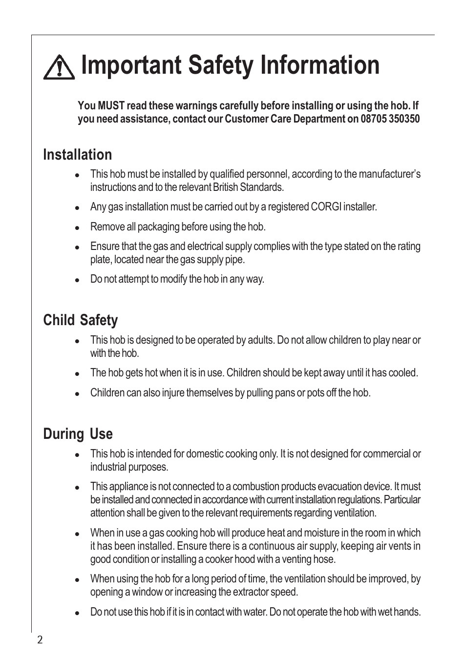 Important safety information, Installation, Child safety | During use | Electrolux U30280 35772G User Manual | Page 2 / 24