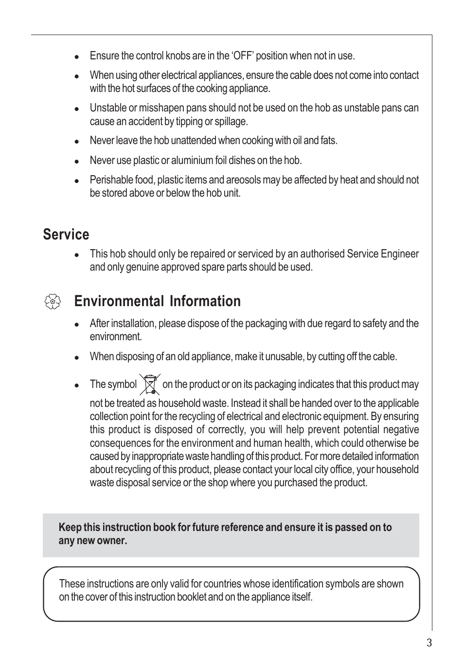 Service, Environmental information | Electrolux U30280 35772G User Manual | Page 3 / 24