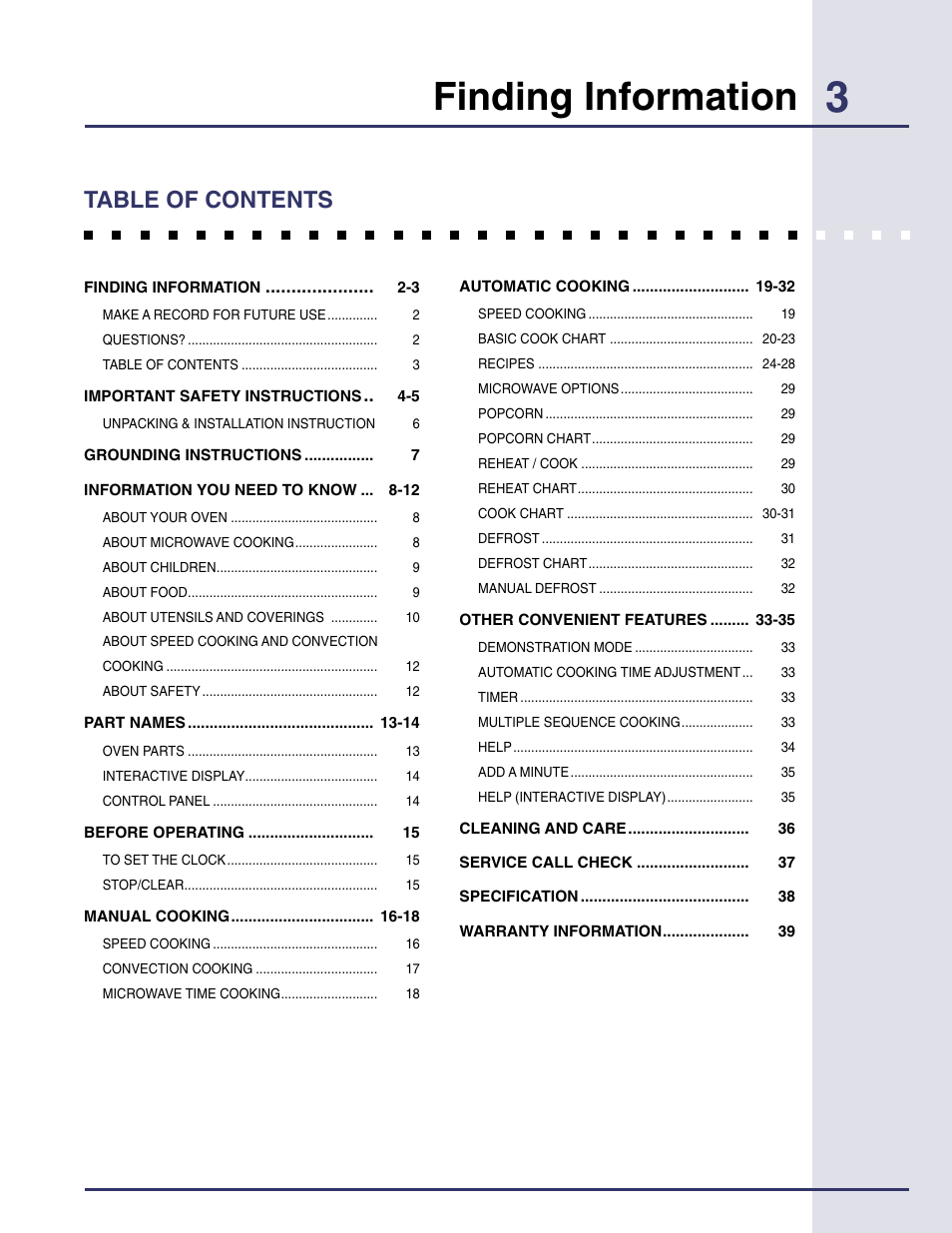 Electrolux Built-in High Speed Oven TINSEB425MRRO User Manual | Page 3 / 40