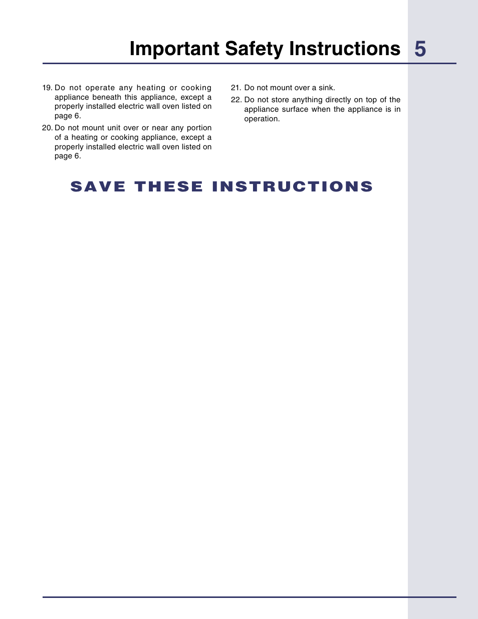 Important safety instructions, Save these instructions | Electrolux Built-in High Speed Oven TINSEB425MRRO User Manual | Page 5 / 40