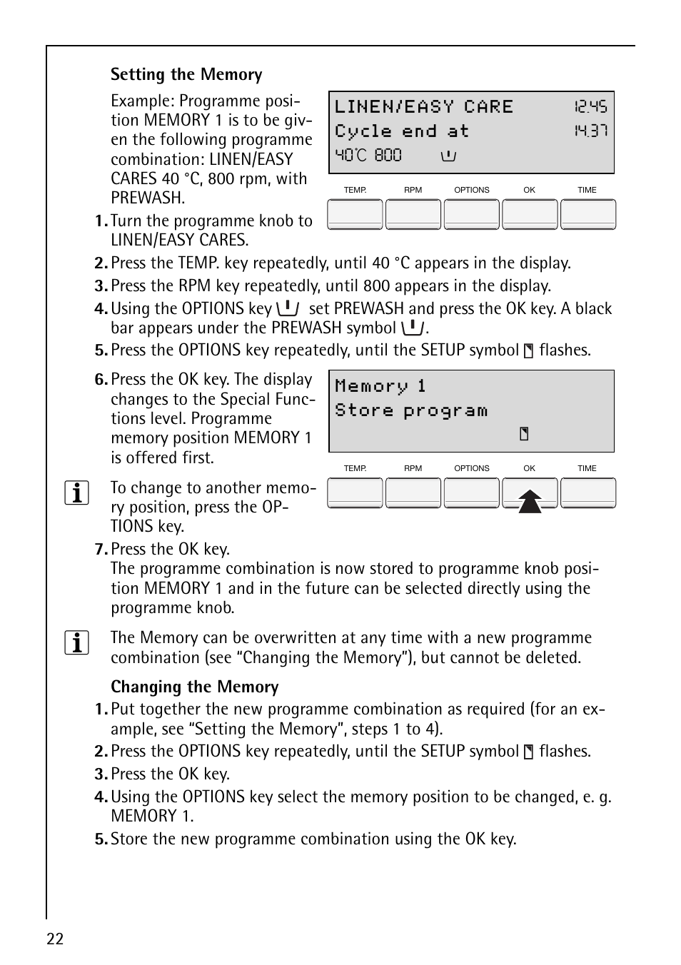 Electrolux LAVAMAT 86810 User Manual | Page 22 / 48