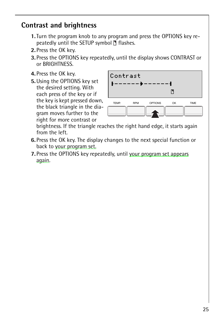 Contrast and brightness | Electrolux LAVAMAT 86810 User Manual | Page 25 / 48