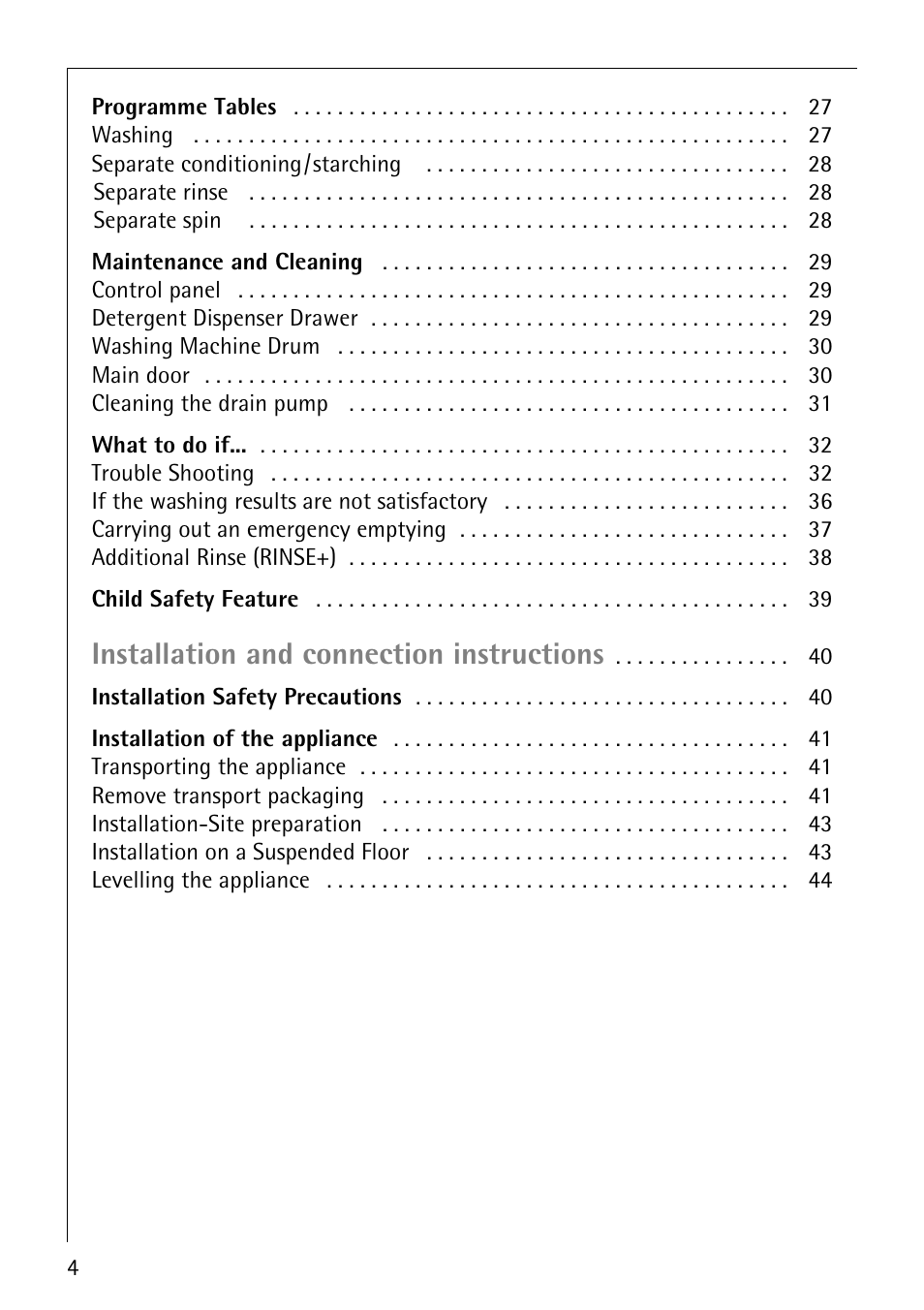 Installation and connection instructions | Electrolux 74640 User Manual | Page 4 / 56