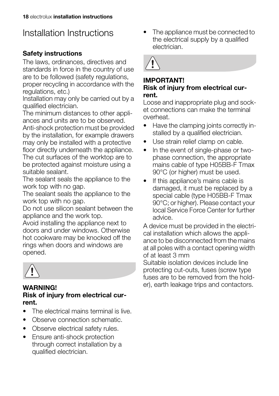 Installation instructions | Electrolux EHP 60060 X User Manual | Page 18 / 32