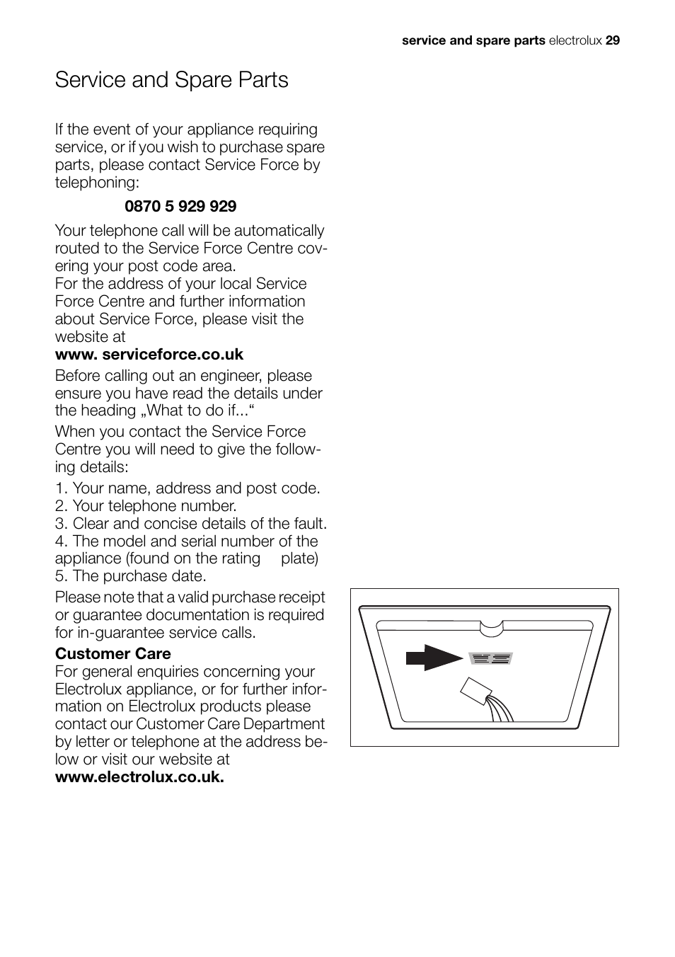 Service and spare parts | Electrolux EHP 60060 X User Manual | Page 29 / 32