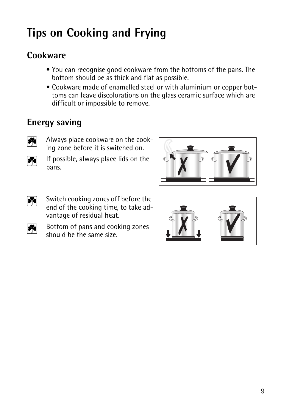 Tips on cooking and frying | Electrolux 6204 User Manual | Page 9 / 24