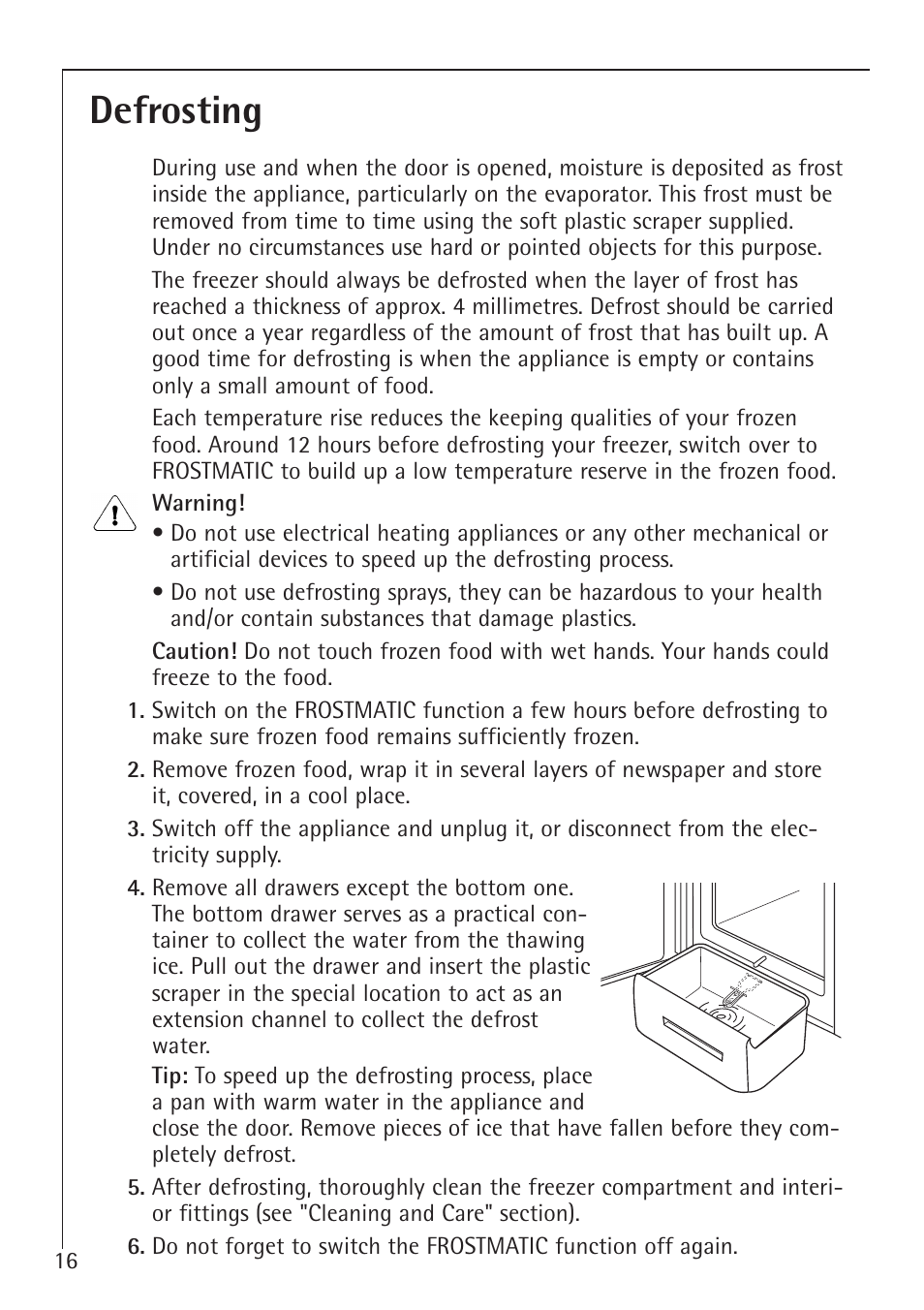 Defrosting | Electrolux ARCTIS 1050GS8 User Manual | Page 16 / 24