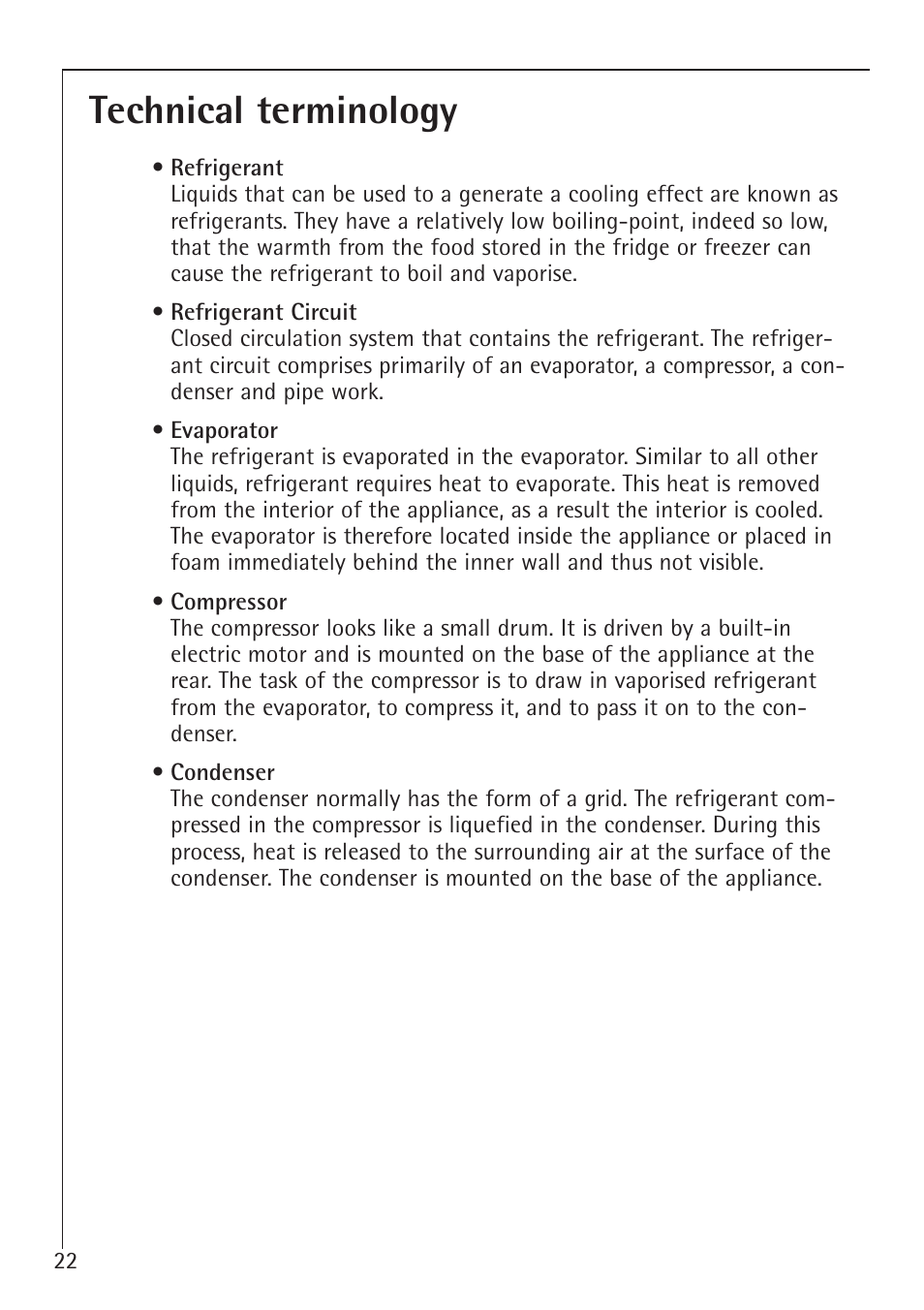 Technical terminology | Electrolux ARCTIS 1050GS8 User Manual | Page 22 / 24