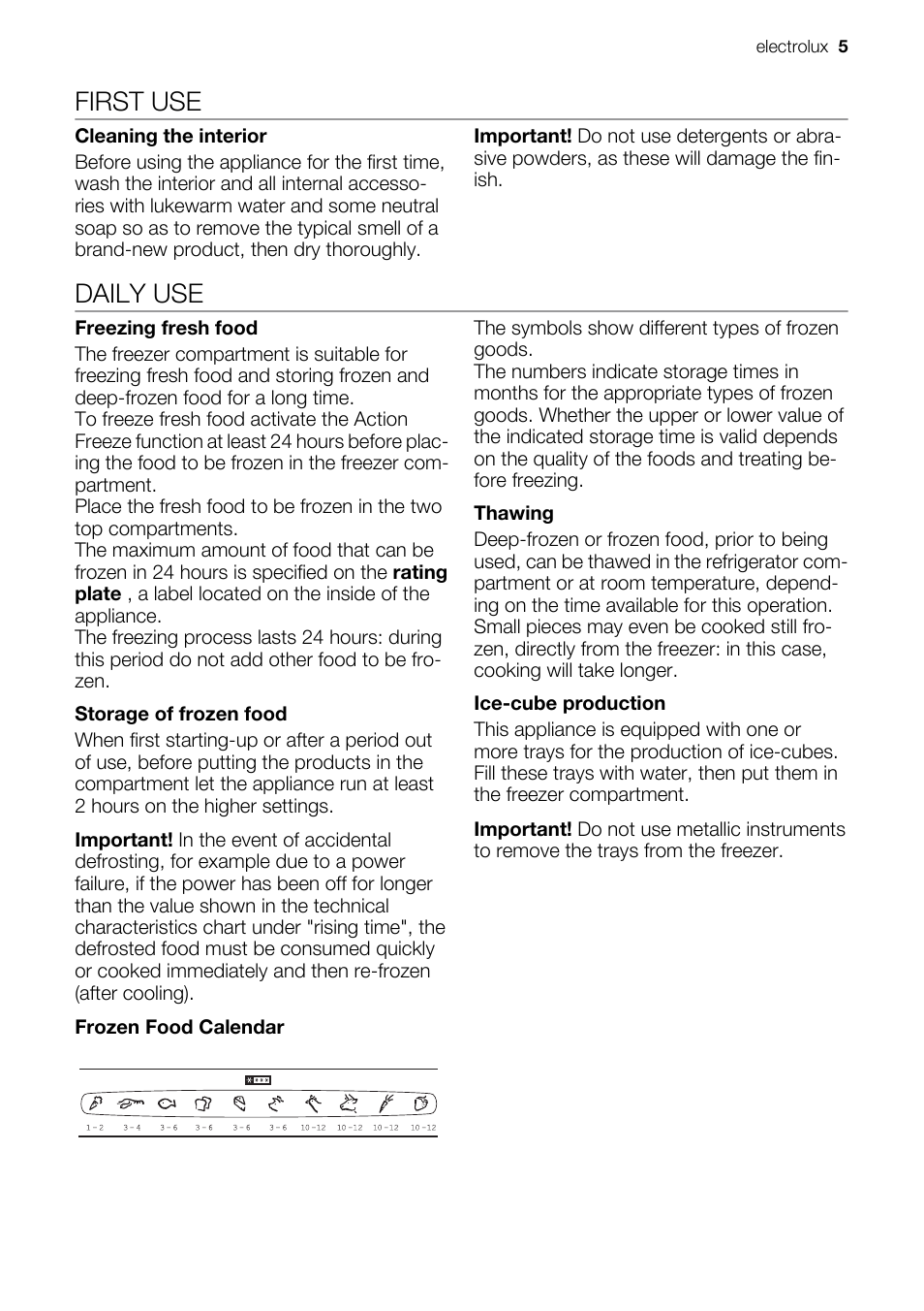 First use, Daily use | Electrolux CI120FA User Manual | Page 5 / 16