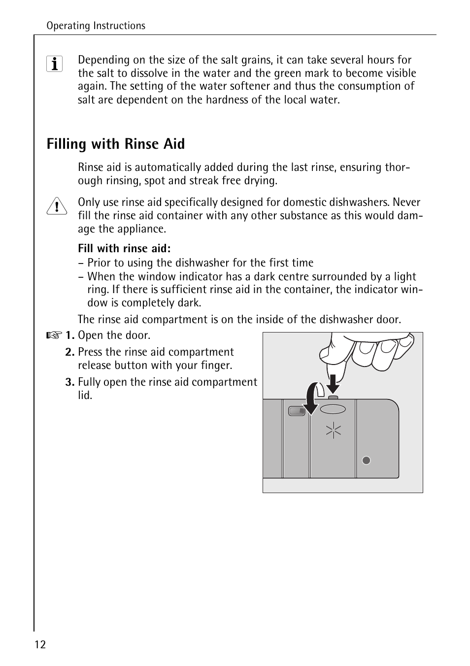 Filling with rinse aid | Electrolux 40300 User Manual | Page 12 / 40