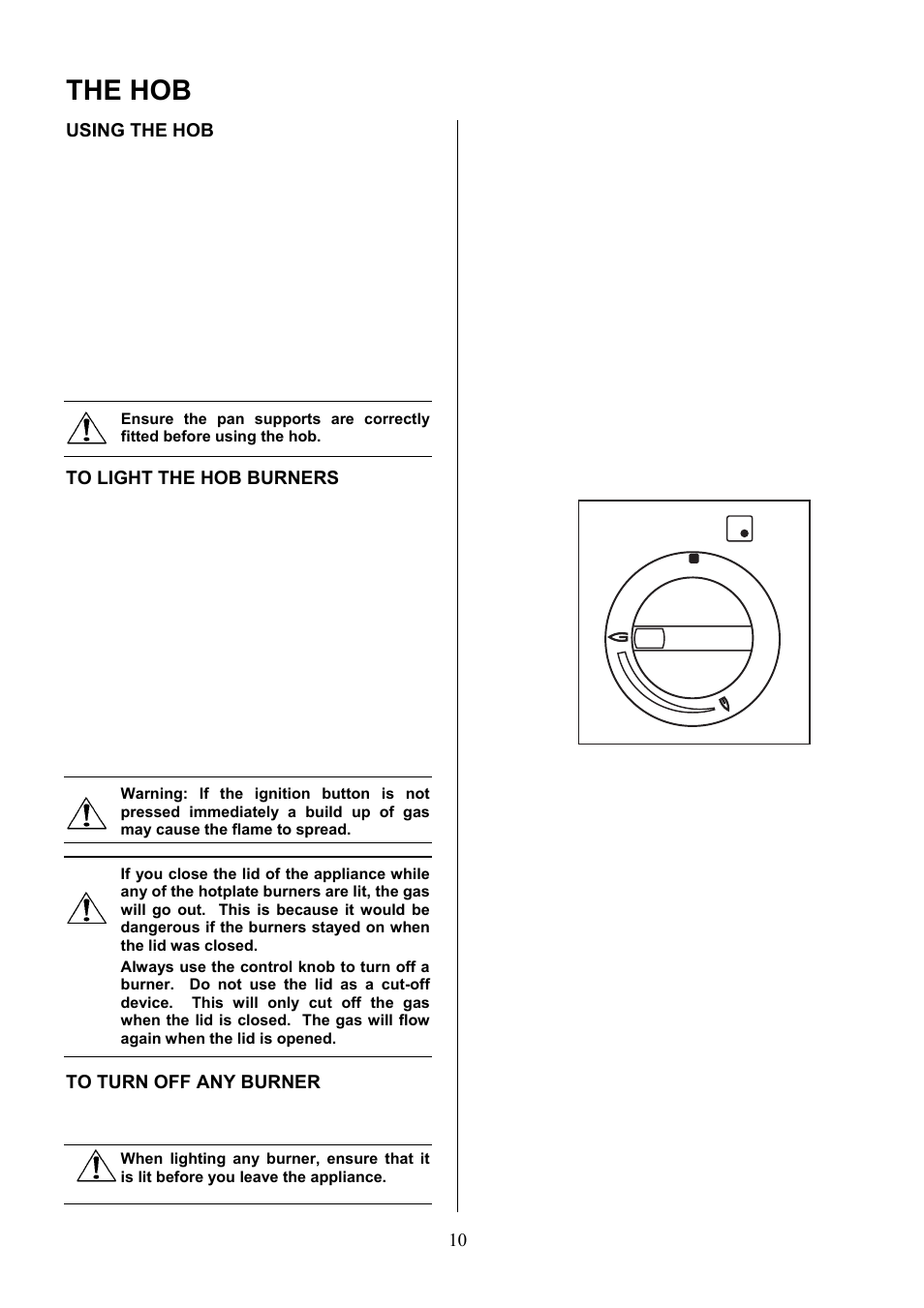 The hob, Using the hob | Electrolux EIKG6049 User Manual | Page 10 / 40