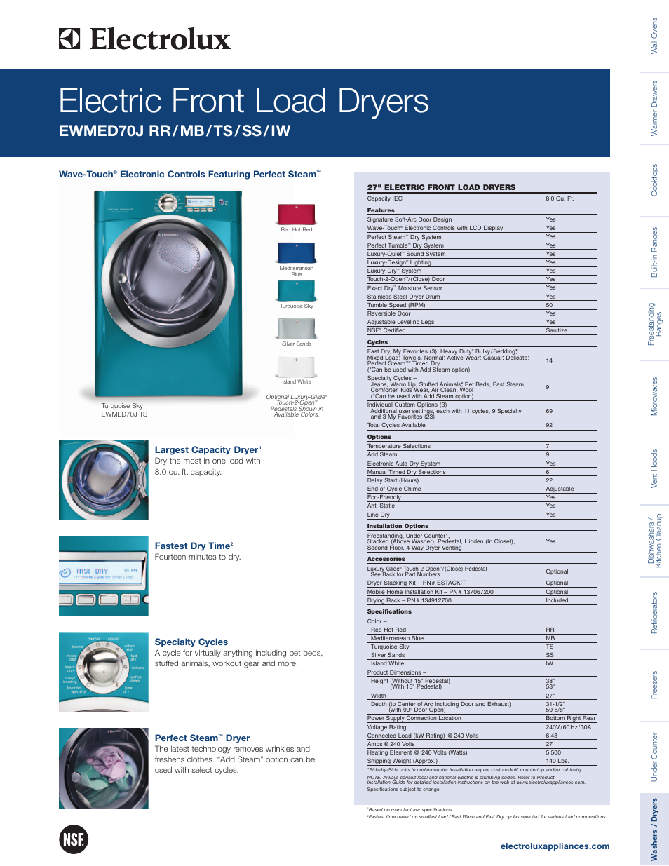 Electrolux EWMED70J User Manual | 2 pages