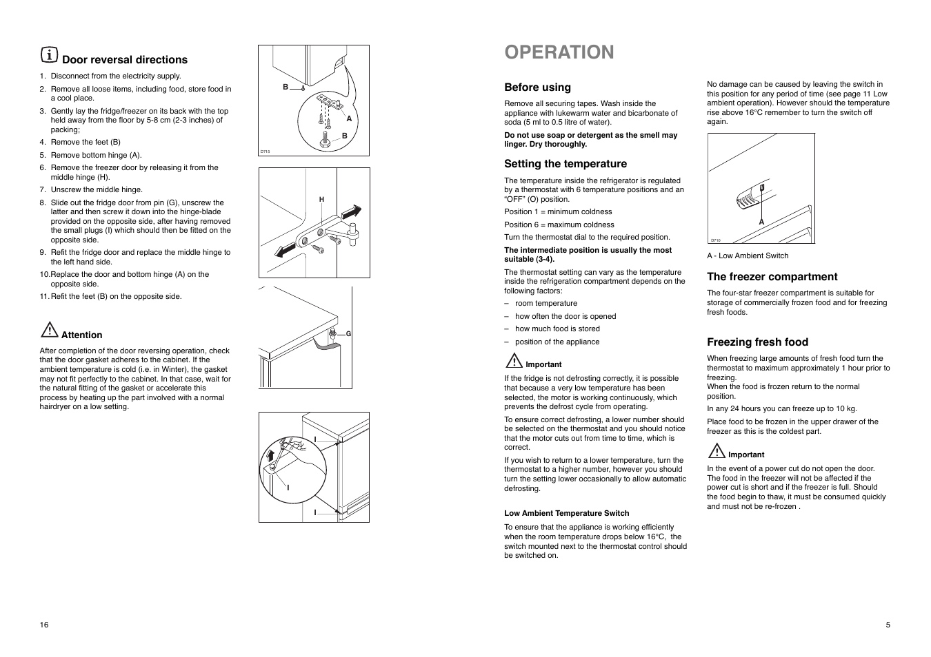 Operation | Electrolux ER 7825 B User Manual | Page 5 / 20