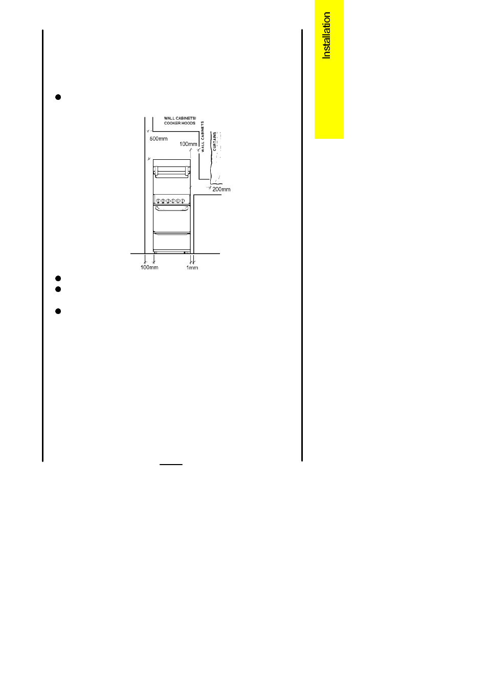 Cooker dimensions | Electrolux U02113 Lynic 50 User Manual | Page 25 / 40