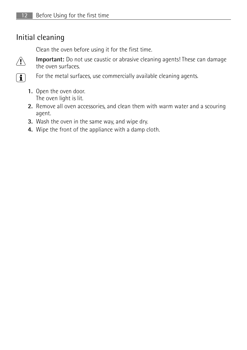 Initial cleaning | Electrolux B8831-5 User Manual | Page 12 / 76
