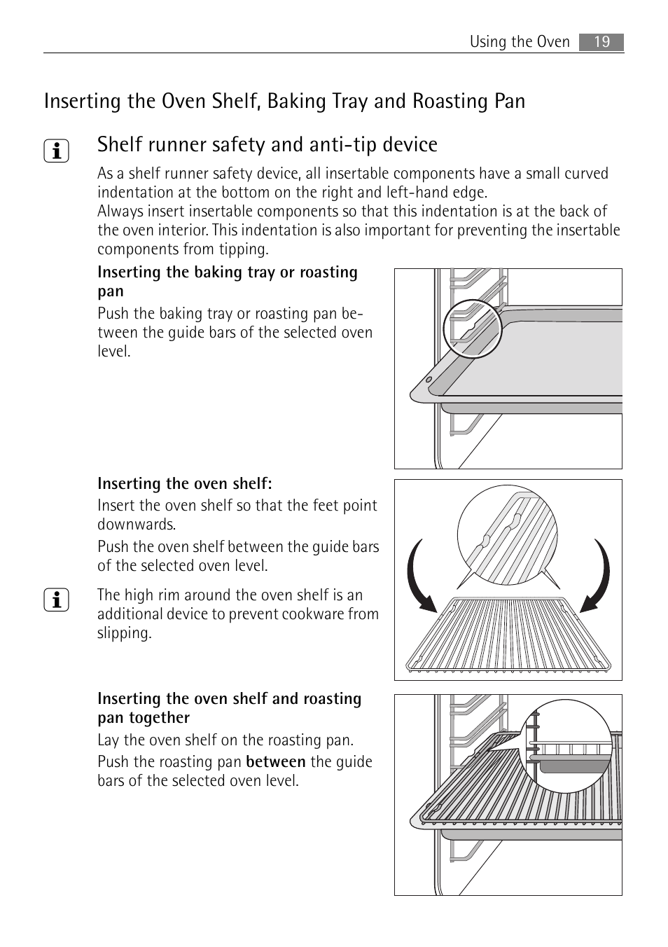 Shelf runner safety and anti-tip device | Electrolux B8831-5 User Manual | Page 19 / 76