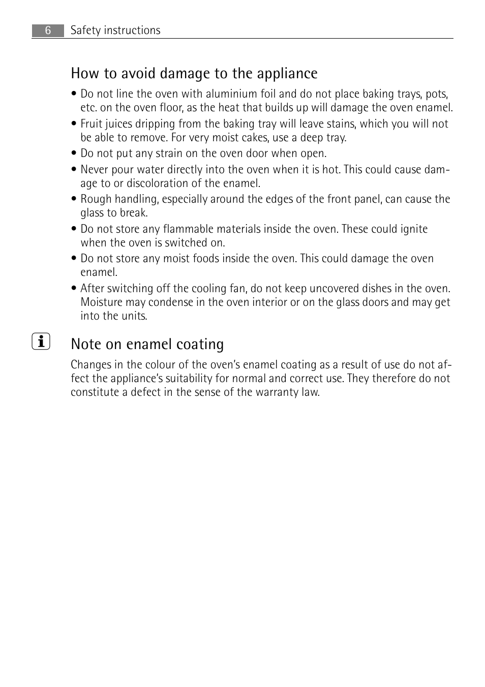 How to avoid damage to the appliance | Electrolux B8831-5 User Manual | Page 6 / 76