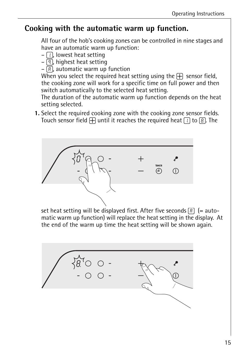 Cooking with the automatic warm up function | Electrolux C65030K User Manual | Page 15 / 40