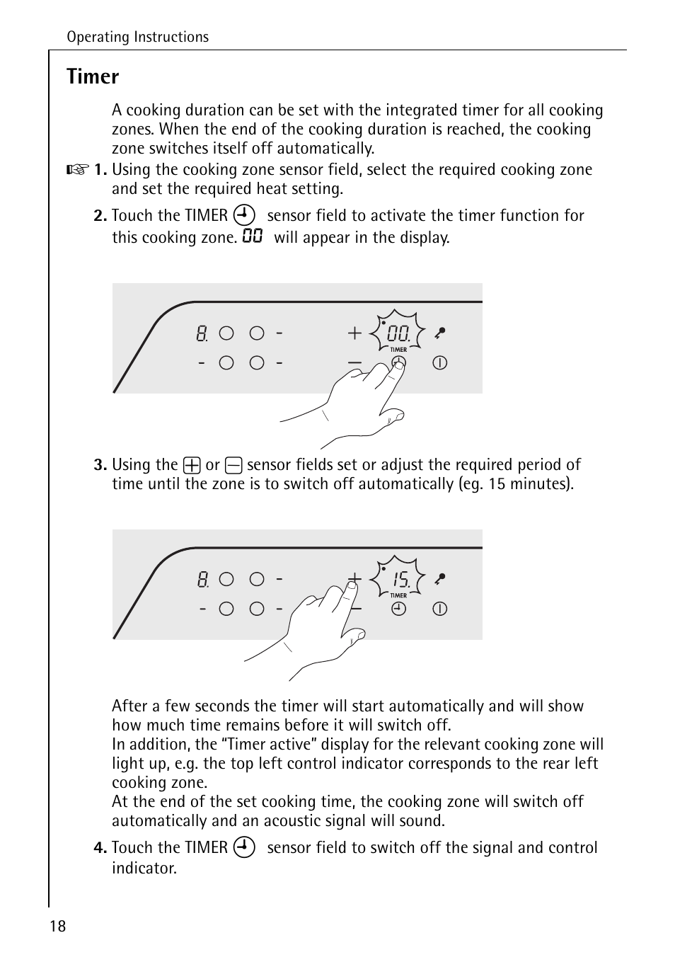 Timer | Electrolux C65030K User Manual | Page 18 / 40