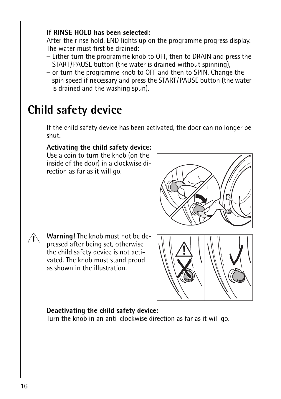 Child safety device | Electrolux LAVAMAT 64600 User Manual | Page 16 / 36