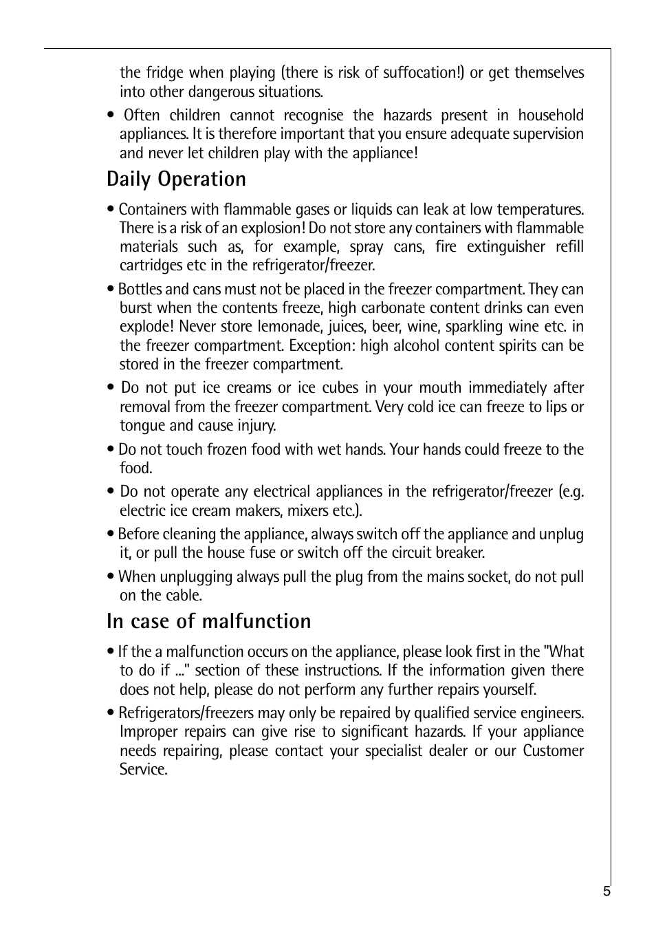 Daily operation | Electrolux ARCTIS 75270 GA User Manual | Page 5 / 24