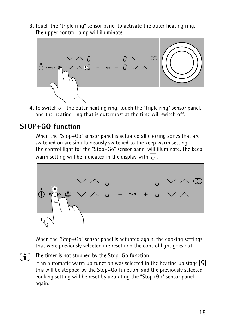 Stop+go function | Electrolux 66300KF-an User Manual | Page 15 / 40