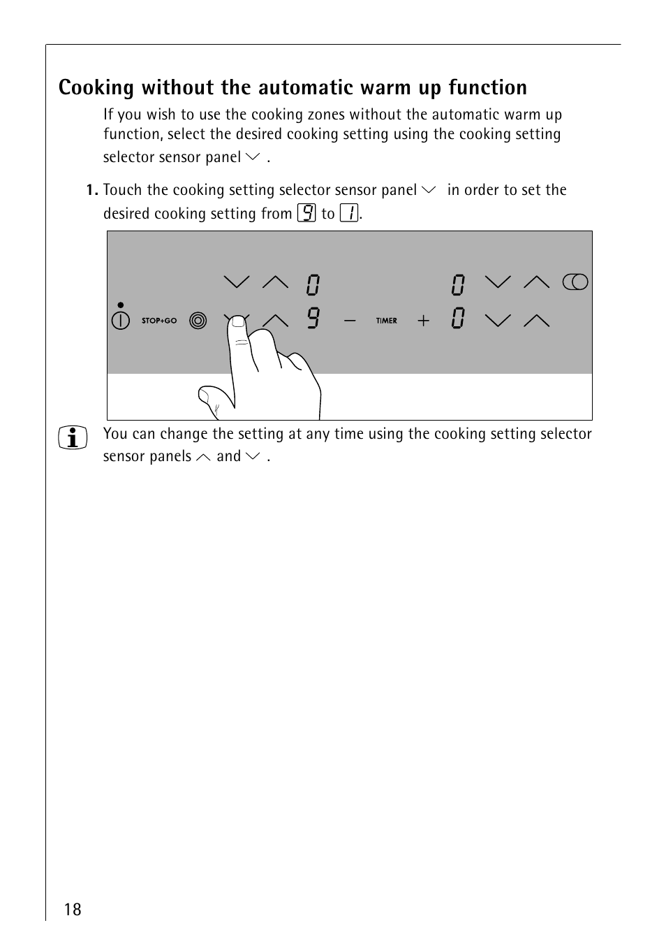 Cooking without the automatic warm up function | Electrolux 66300KF-an User Manual | Page 18 / 40