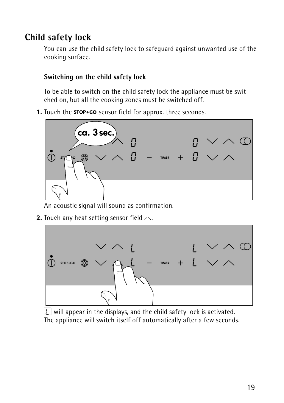 Child safety lock | Electrolux 66300KF-an User Manual | Page 19 / 40