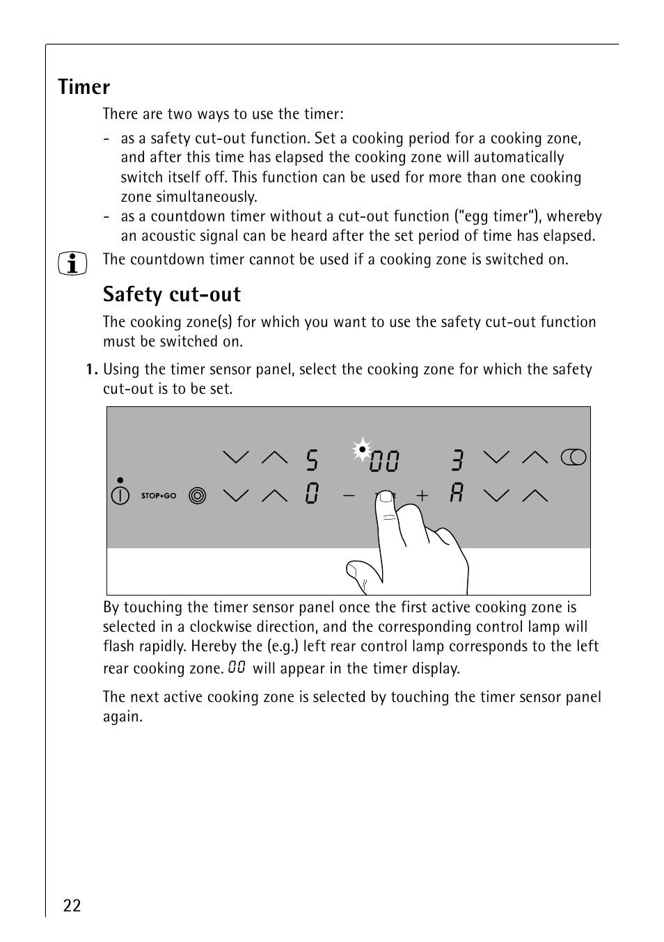 Timer, Safety cut−out | Electrolux 66300KF-an User Manual | Page 22 / 40