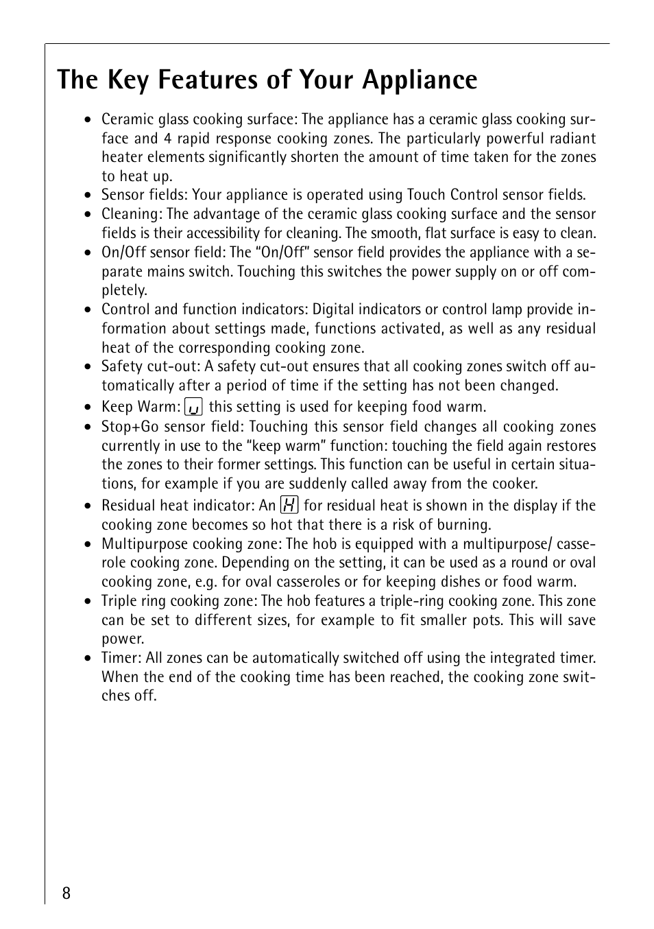 The key features of your appliance | Electrolux 66300KF-an User Manual | Page 8 / 40