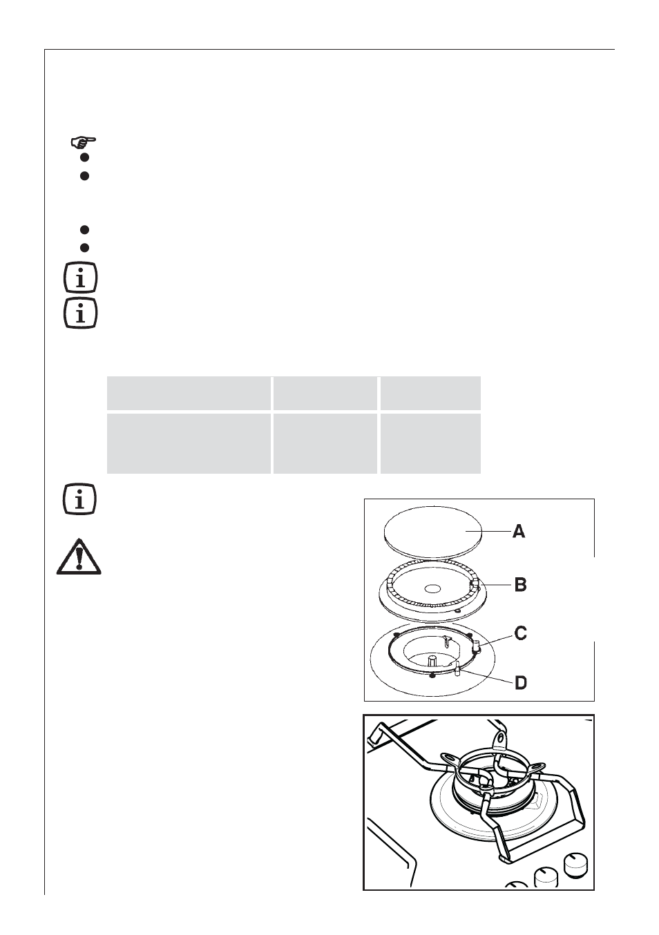 Operation, Hob burners, Using the wok stand | Electrolux B 99852G User Manual | Page 6 / 28