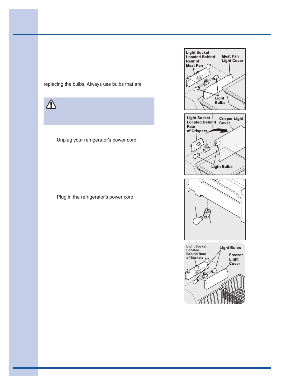 Care & cleaning, Replacing light bulbs, Caution | Electrolux 241868902 User Manual | Page 34 / 41