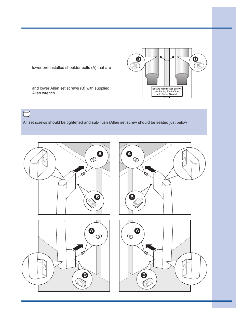 Installing door handles, Door handle mounting instructions | Electrolux 241868902 User Manual | Page 9 / 41
