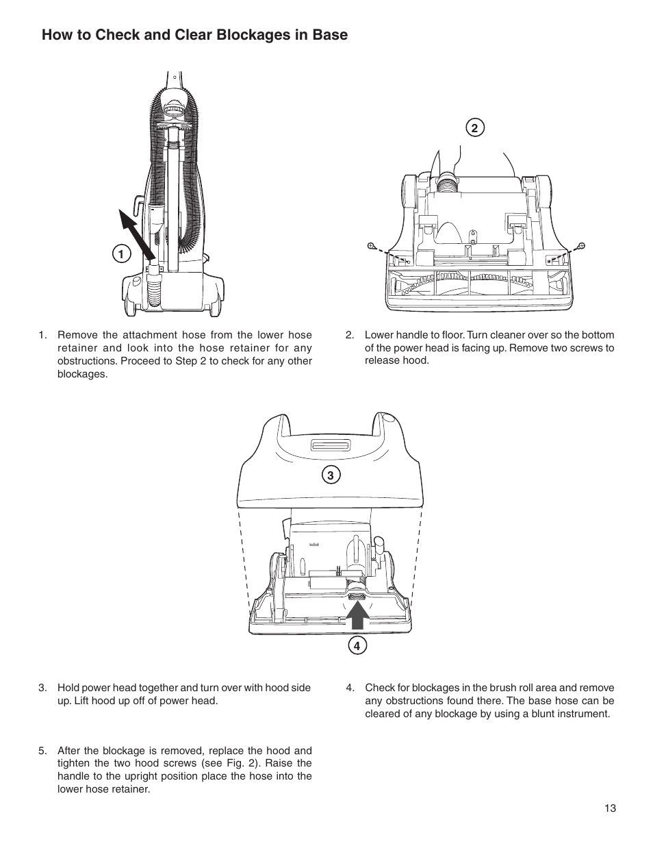 How to check and clear blockages in base | Electrolux Z2270-Z2290 Series User Manual | Page 13 / 17