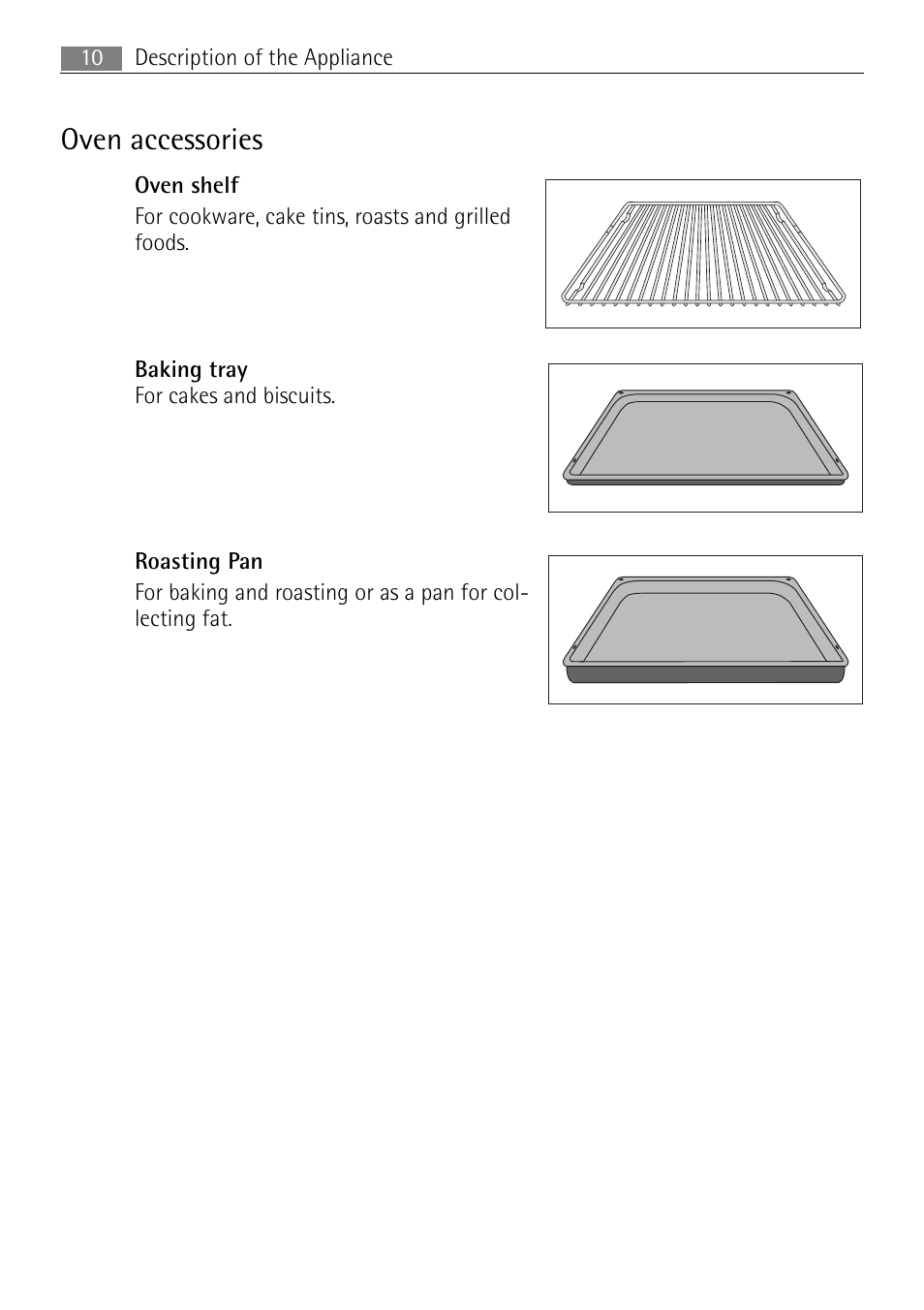 Oven accessories | Electrolux B41012-5 User Manual | Page 10 / 56