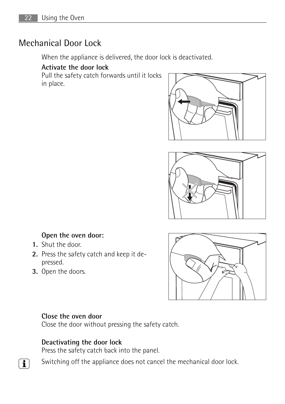 Mechanical door lock | Electrolux B41012-5 User Manual | Page 22 / 56