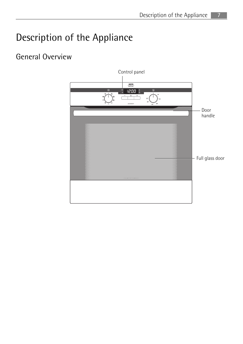 Description of the appliance, General overview | Electrolux B41012-5 User Manual | Page 7 / 56