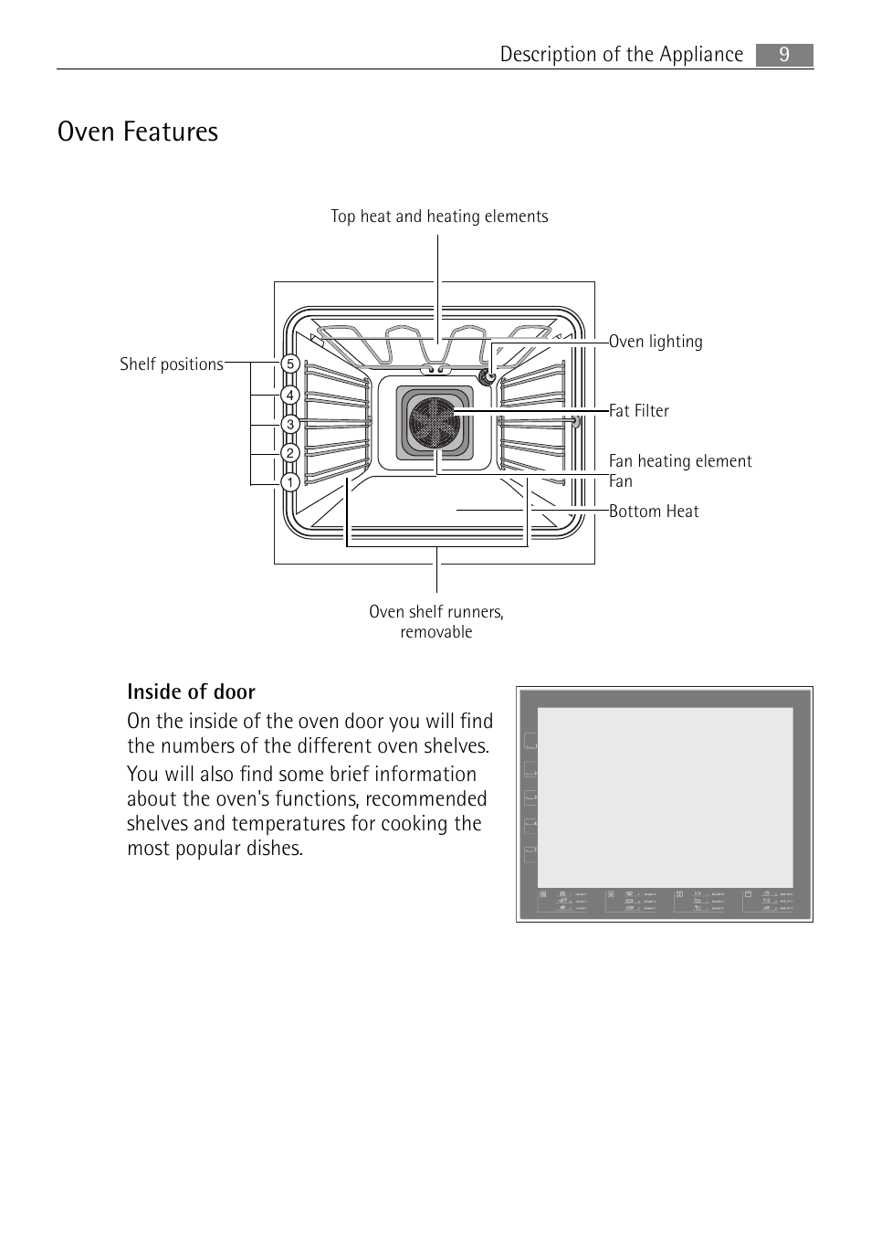 Oven features | Electrolux B41012-5 User Manual | Page 9 / 56
