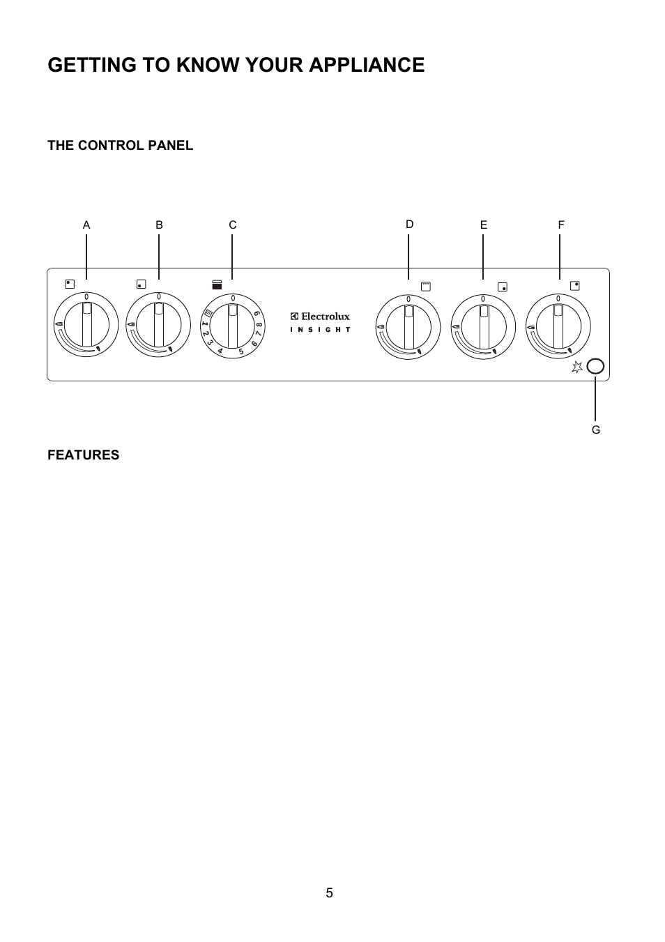 Getting to know your appliance | Electrolux EKG5543 User Manual | Page 5 / 32