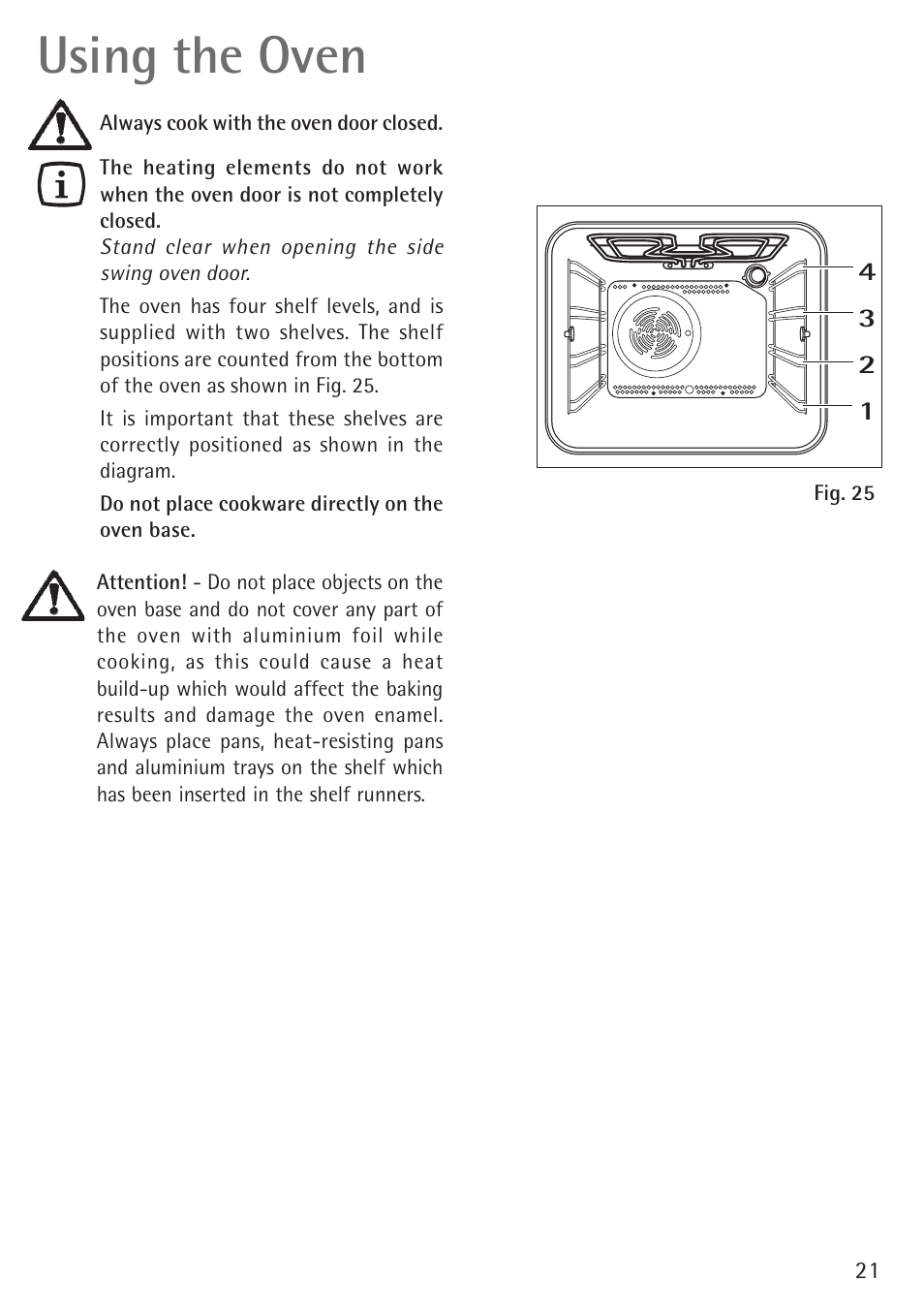 Using the oven | Electrolux B 89092-4 User Manual | Page 21 / 48