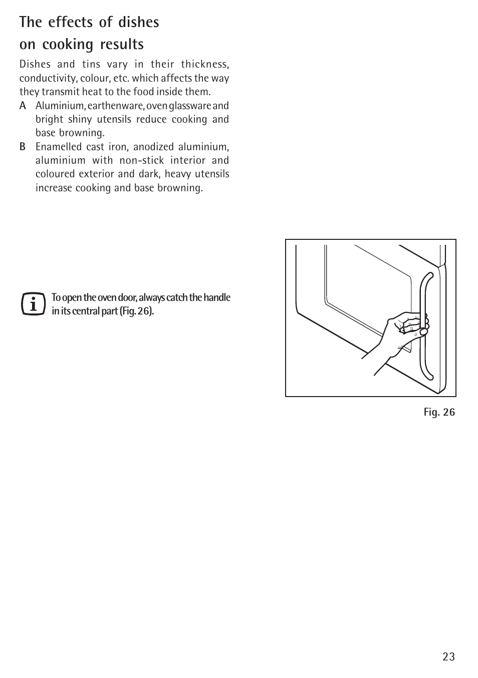 The effects of dishes on cooking results | Electrolux B 89092-4 User Manual | Page 23 / 48